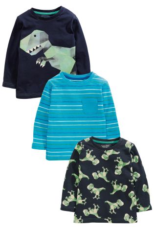 Dino Long Sleeve T-Shirts Three Pack (3mths-6yrs)